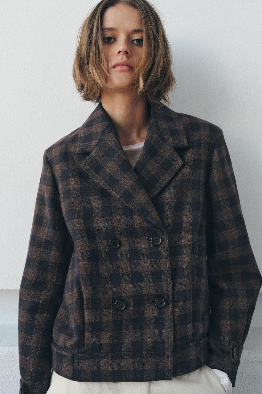 Veste croisée à carreaux ZW Collection