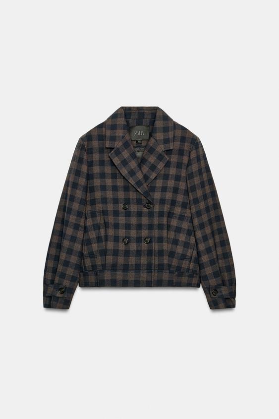 Veste croisée à carreaux ZW Collection