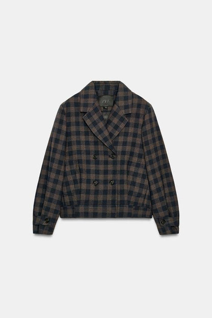 Veste croisée à carreaux ZW Collection