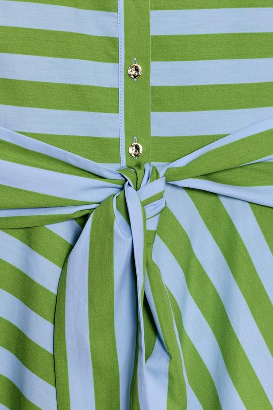 Robe midi à rayures avec ceinture