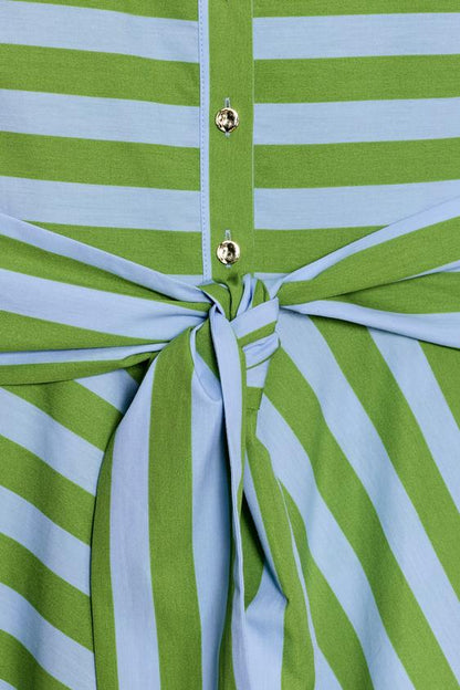 Robe midi à rayures avec ceinture