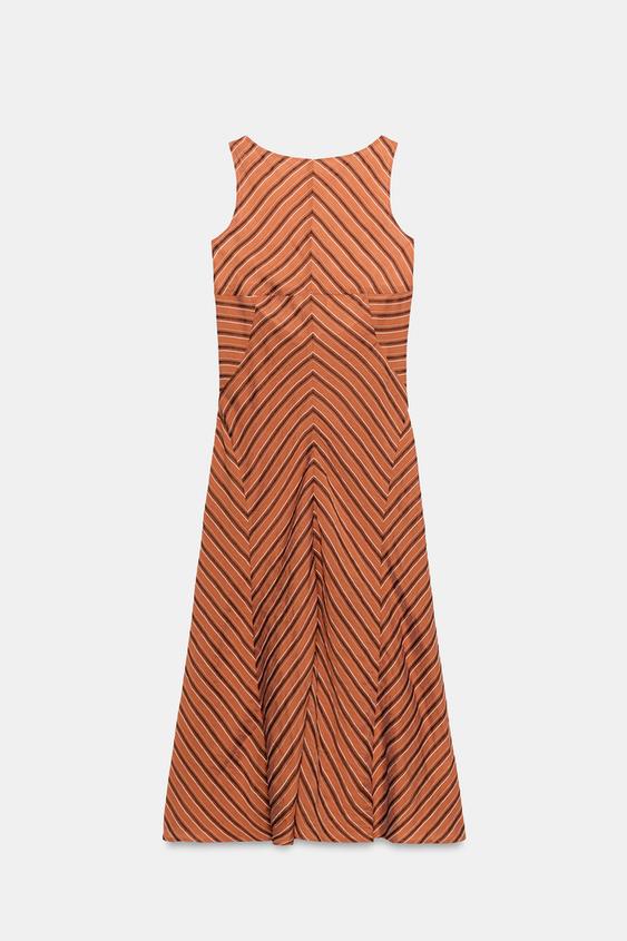 Robe midi à dos ouvert à rayures