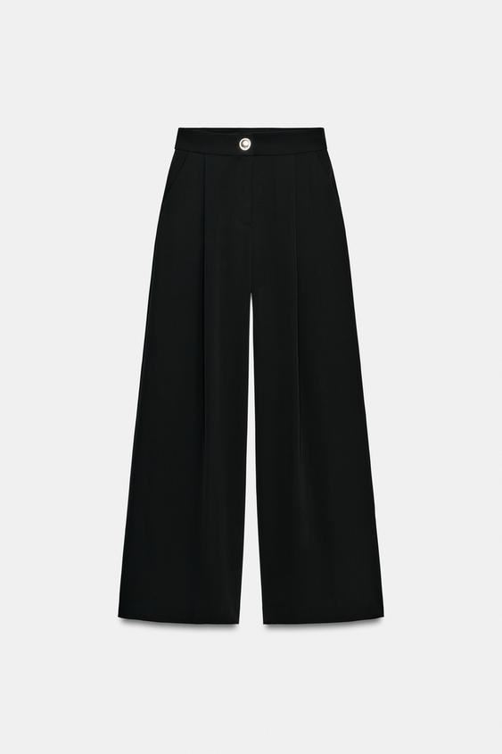 Pantalon palazzo à bouton doré