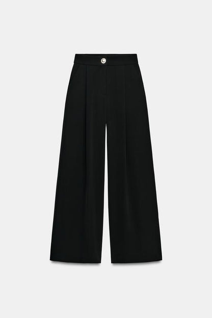 Pantalon palazzo à bouton doré