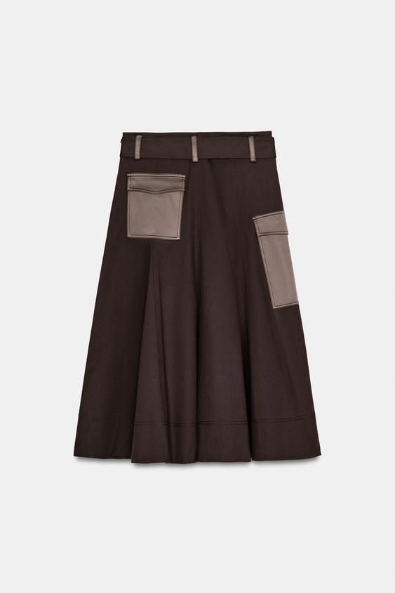 Jupe midi cargo avec ceinture