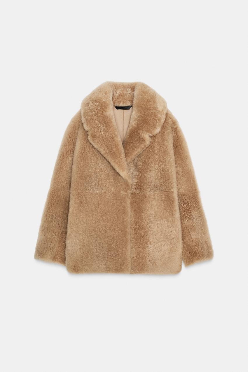 Manteau en cuir avec fourrure ZW Collection