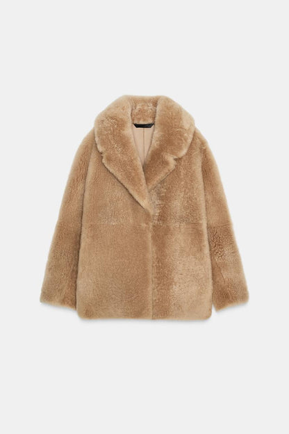 Manteau en cuir avec fourrure ZW Collection