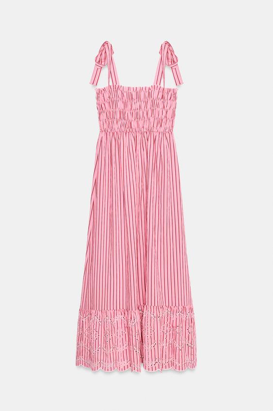 Robe midi à rayures avec nœuds