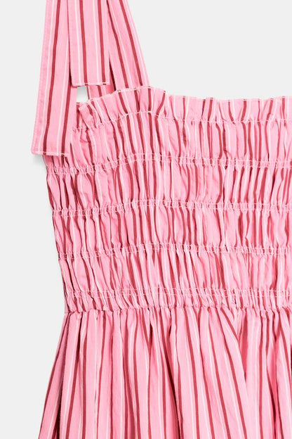 Robe midi à rayures avec nœuds