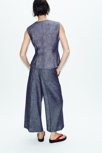 Pantalon-culotte taille haute ensemble
