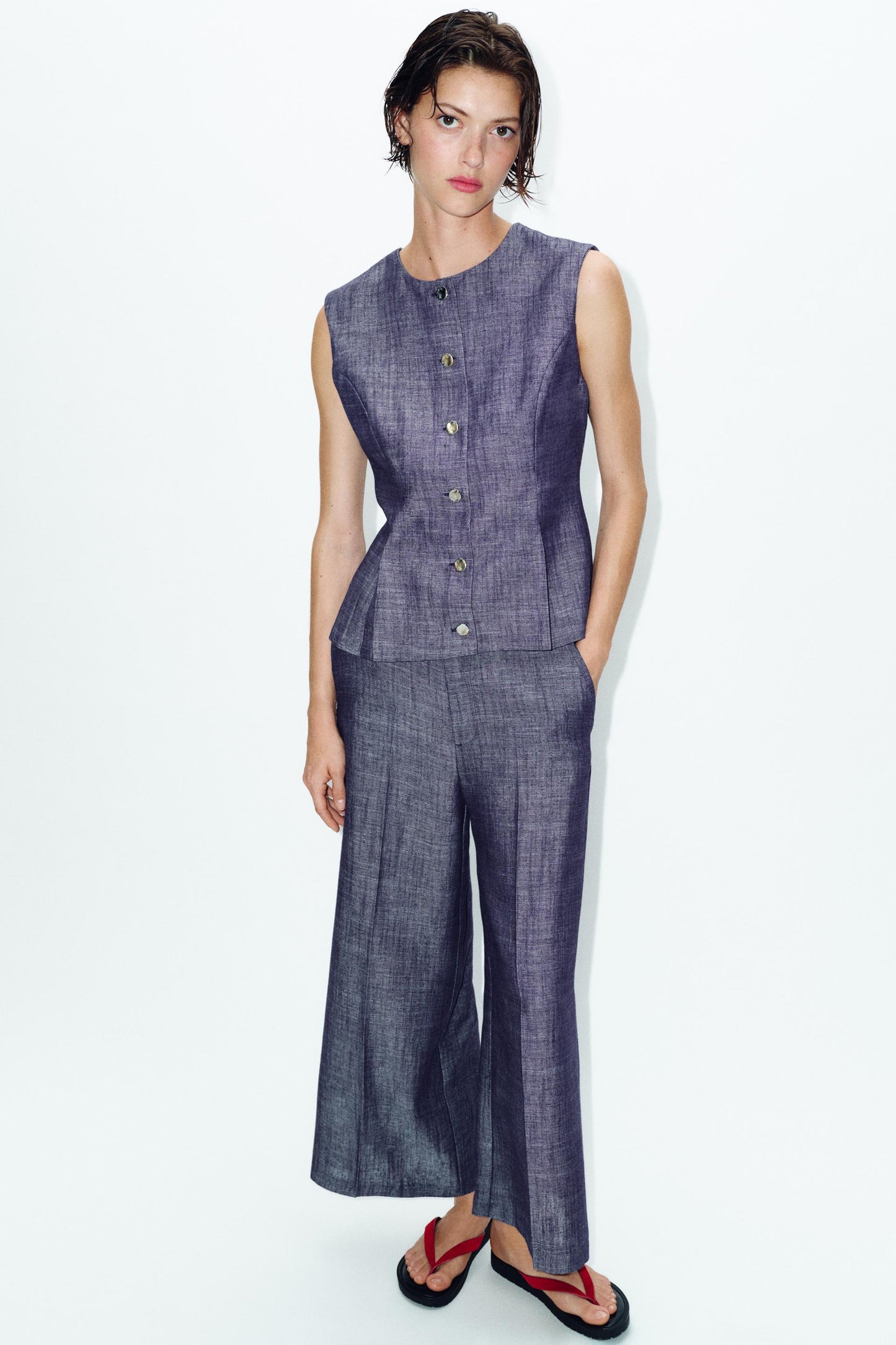 Pantalon-culotte taille haute ensemble