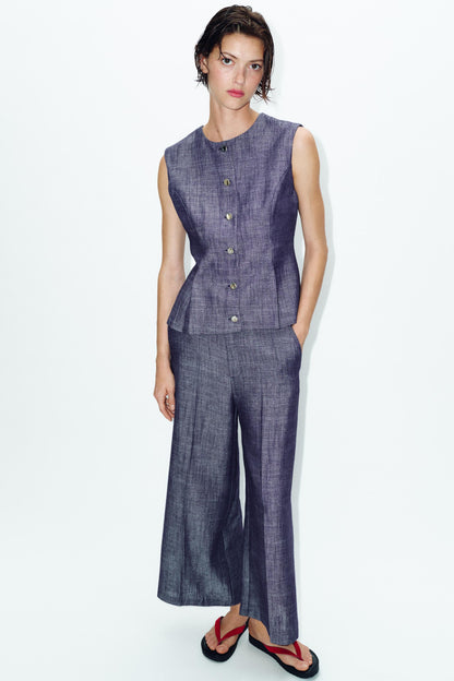 Pantalon-culotte taille haute ensemble