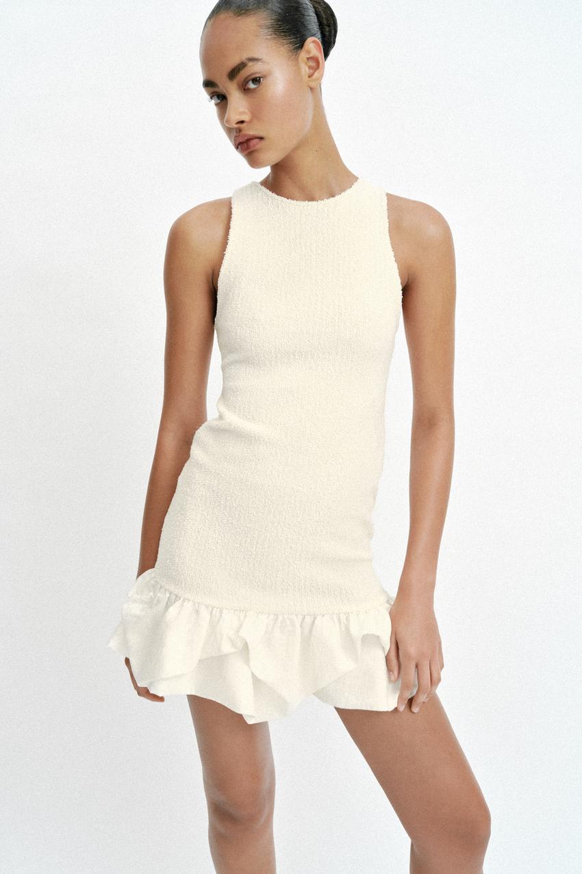 Robe contrastée en bouclé