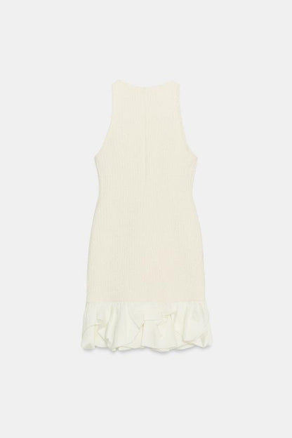 Robe contrastée en bouclé