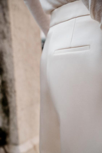 Pantalon coupe barrel satiné