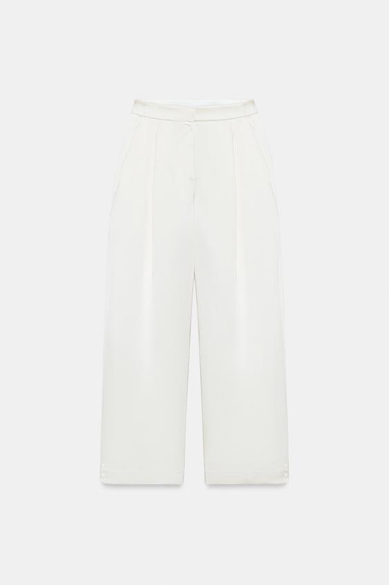Pantalon coupe barrel satiné