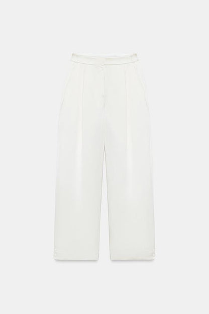 Pantalon coupe barrel satiné