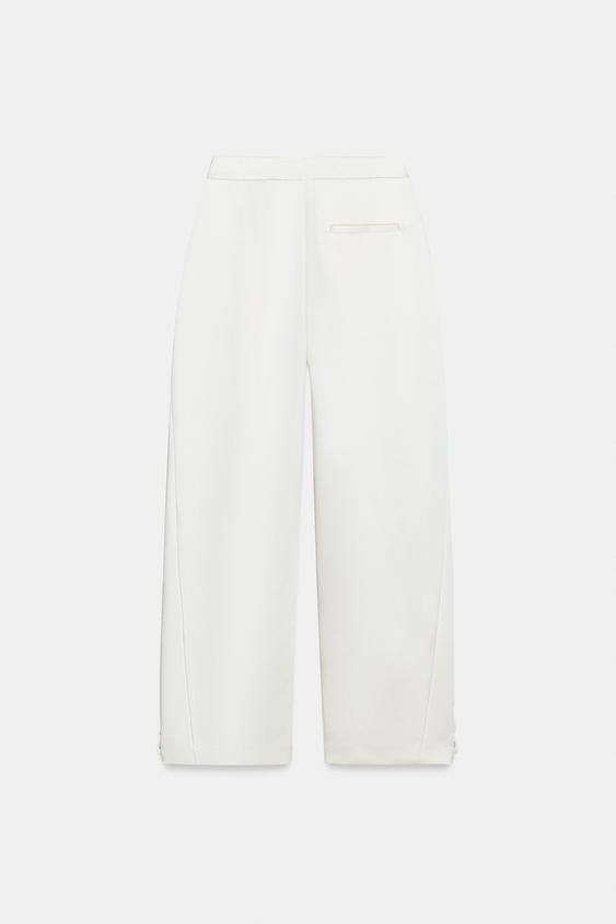Pantalon coupe barrel satiné