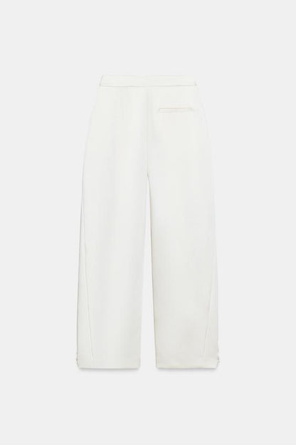 Pantalon coupe barrel satiné