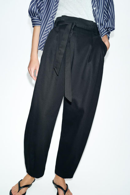 Pantalon paperbag avec ceinture