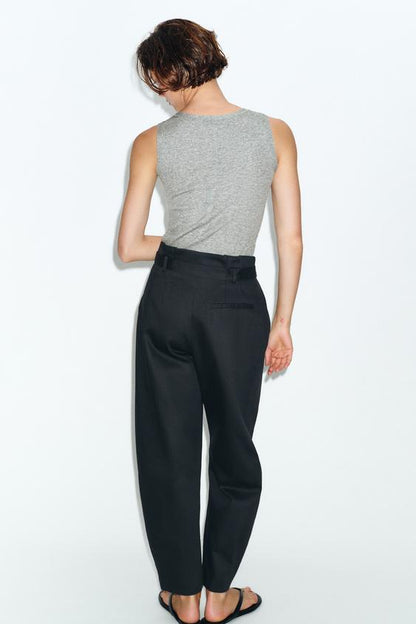 Pantalon paperbag avec ceinture