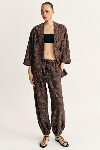 Veste kimono à sequins en fil métallisé