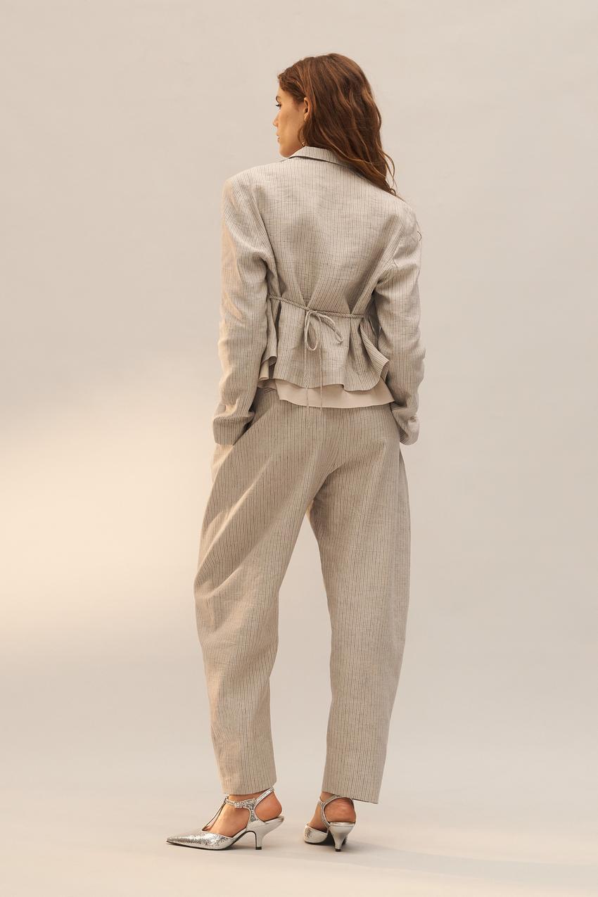 Pantalon à rayures en mélange de lin Édition limitée