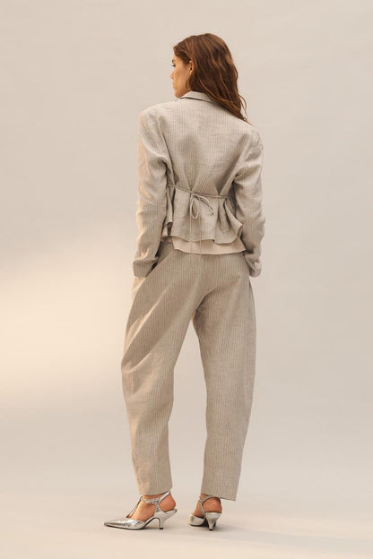 Pantalon à rayures en mélange de lin Édition limitée