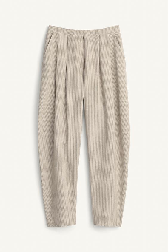 Pantalon à rayures en mélange de lin Édition limitée