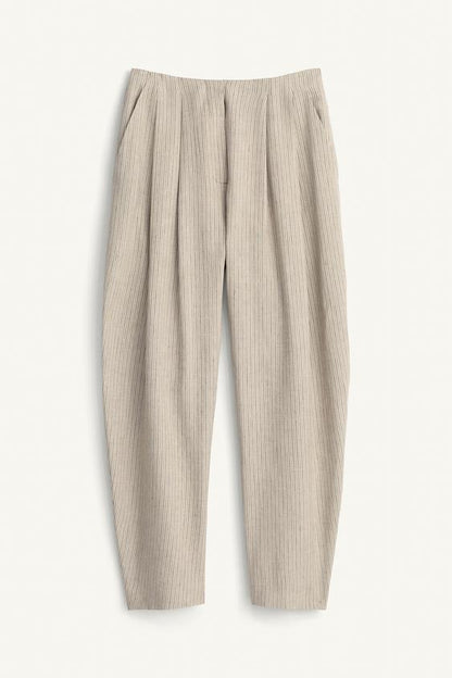 Pantalon à rayures en mélange de lin Édition limitée