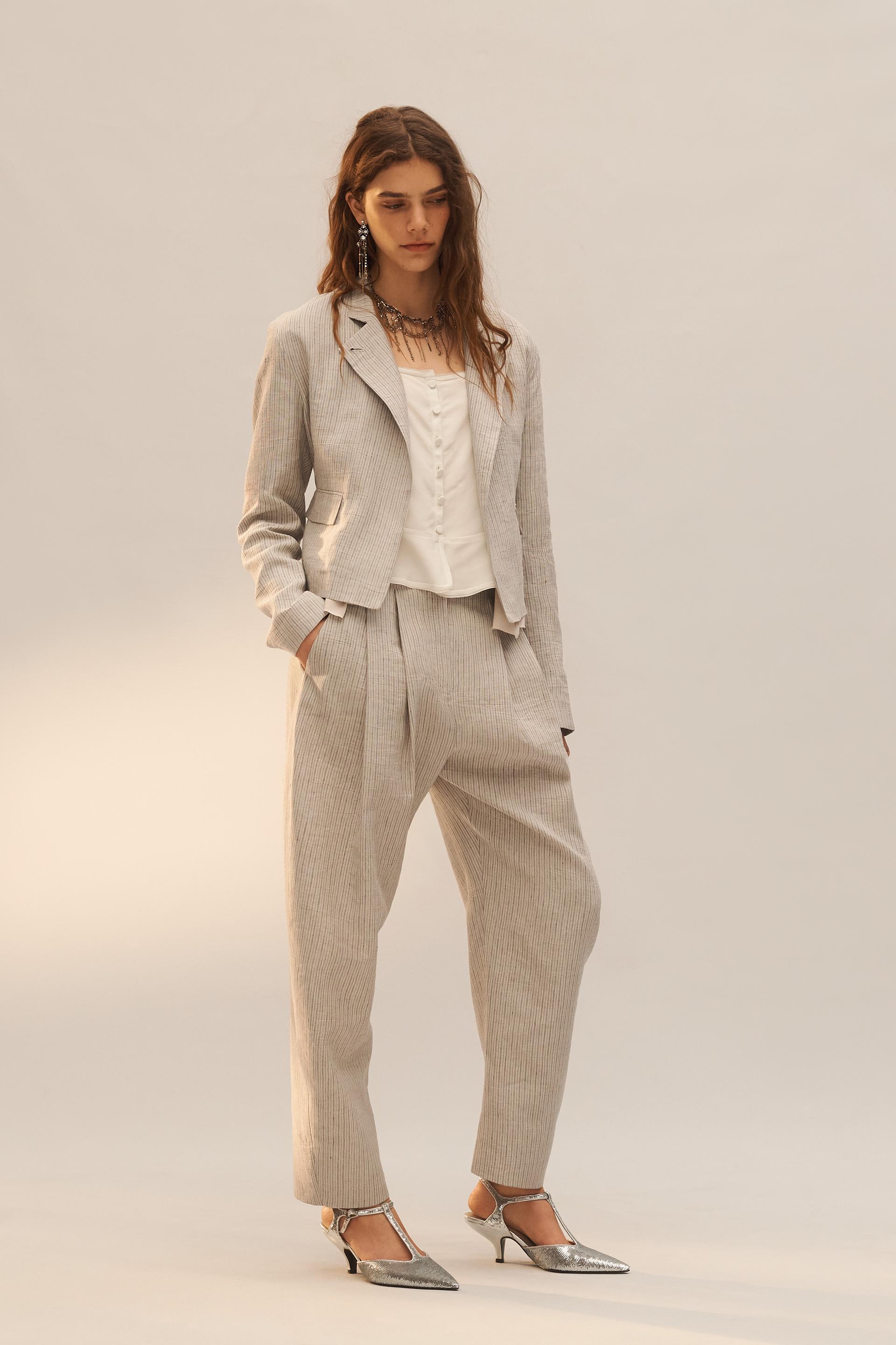 Pantalon à rayures en mélange de lin Édition limitée