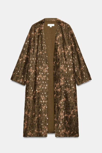 Veste longue kimono à sequins