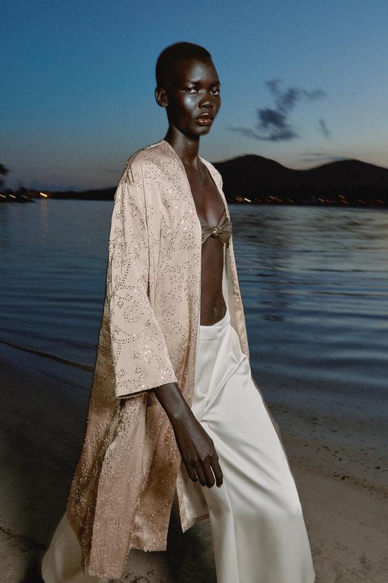 Veste kimono à sequins