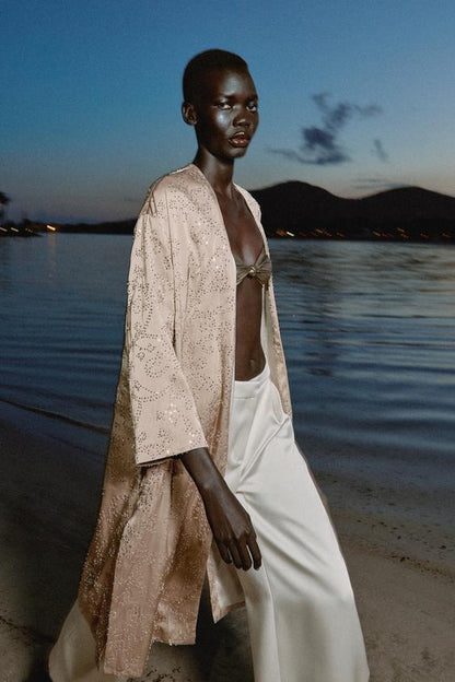 Veste kimono à sequins