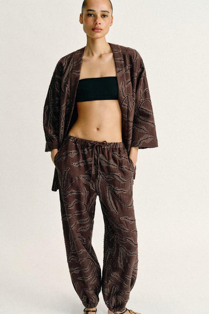 Pantalon bouffant à sequins en fil métallisé