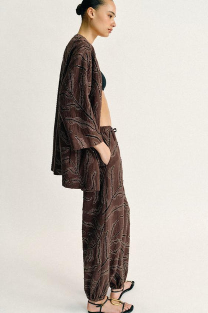Pantalon bouffant à sequins en fil métallisé