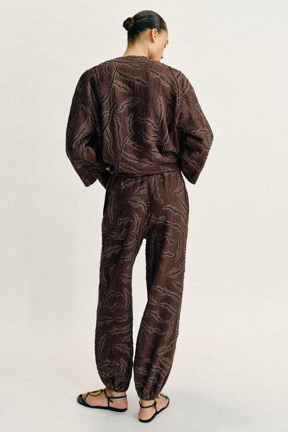 Pantalon bouffant à sequins en fil métallisé