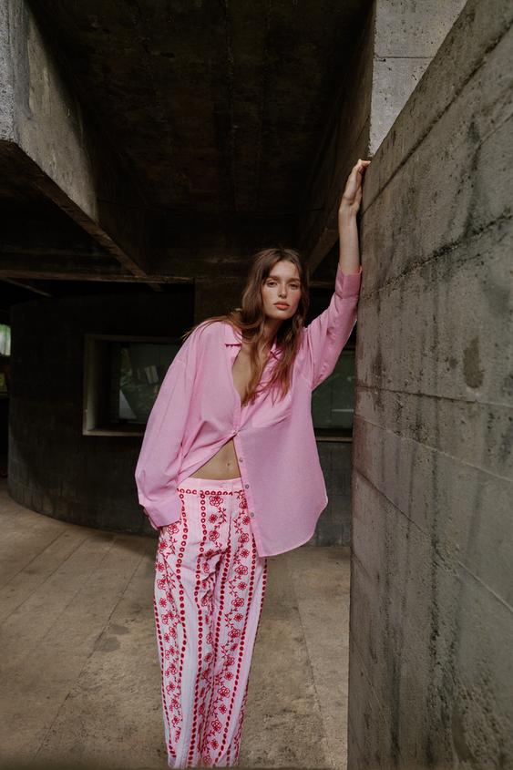 Pantalon à broderies ajourées