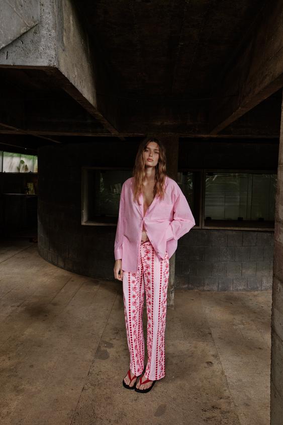 Pantalon à broderies ajourées