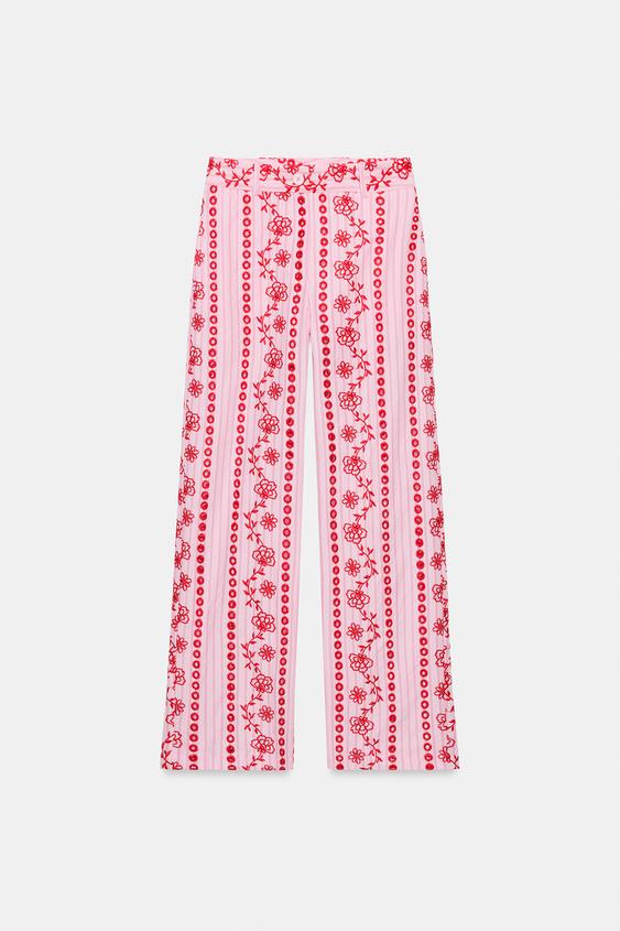 Pantalon à broderies ajourées
