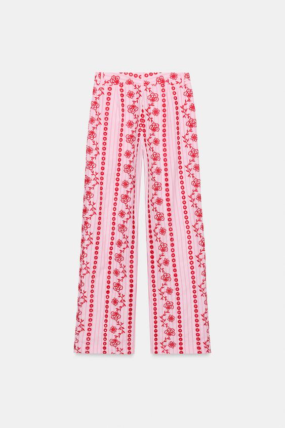 Pantalon à broderies ajourées