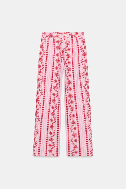 Pantalon à broderies ajourées