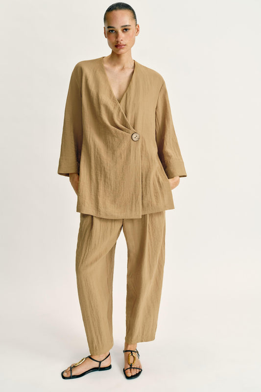 Veste d’ensemble croisée à fentes latérales