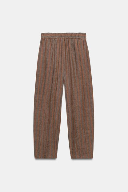 Pantalon à rayures 100 % lin