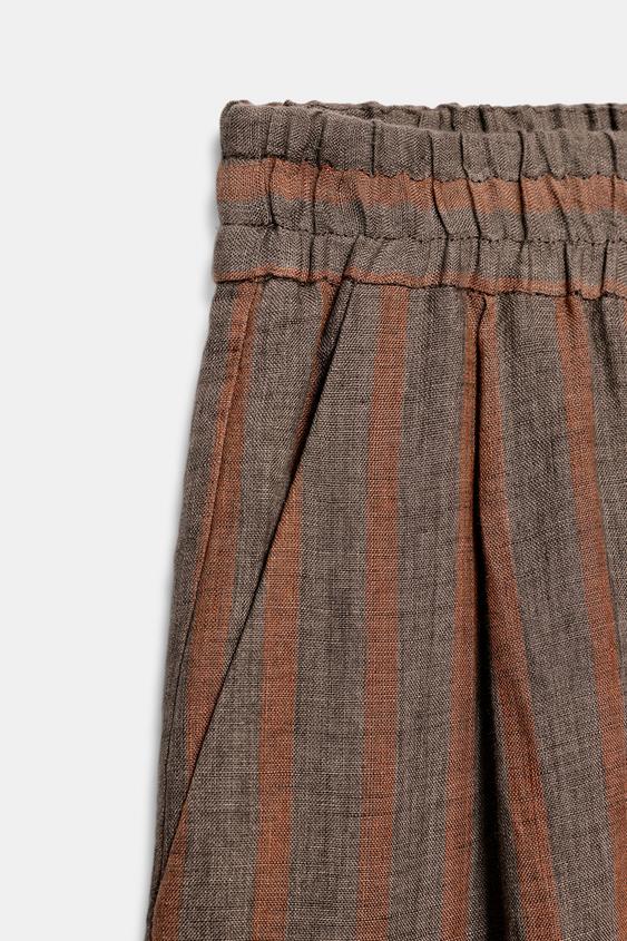 Pantalon à rayures 100 % lin