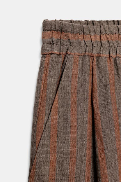 Pantalon à rayures 100 % lin