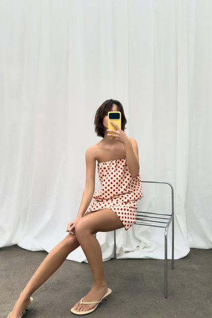 Robe bustier à pois