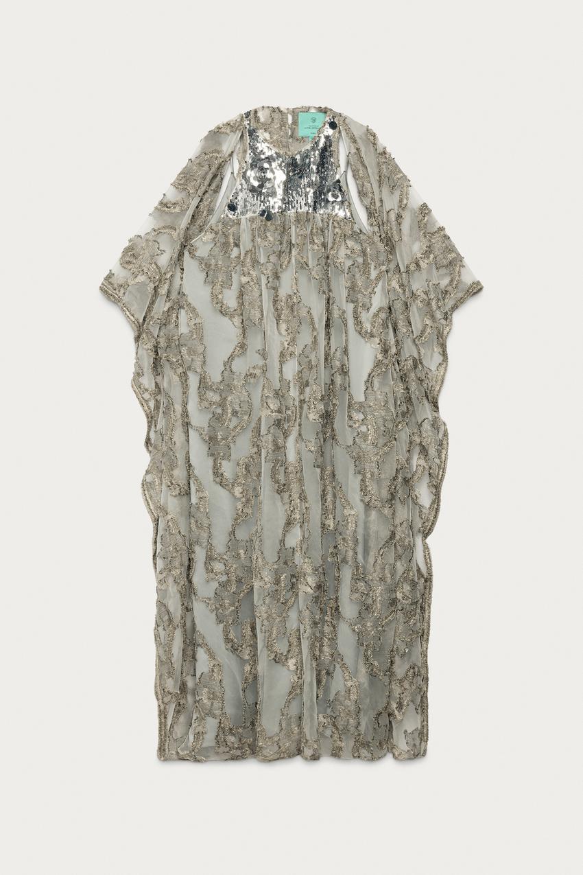 Robe tunique en jacquard à sequins Marisa Berenson x Zara