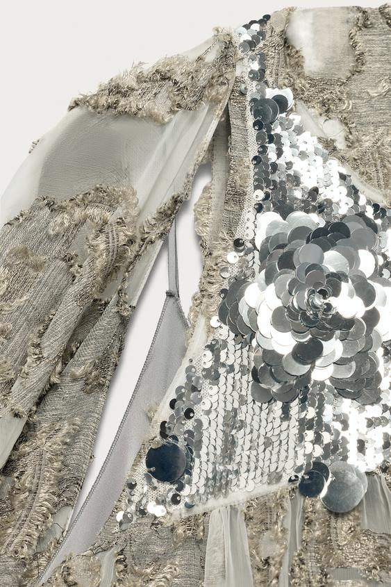 Robe tunique en jacquard à sequins Marisa Berenson x Zara