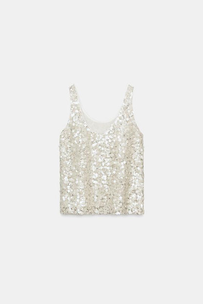 Top à bretelles et sequins